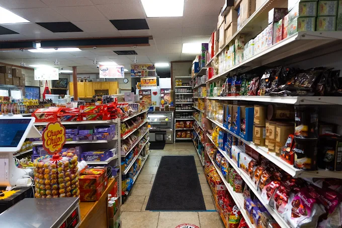 Grocery aisles with Balkan and European products